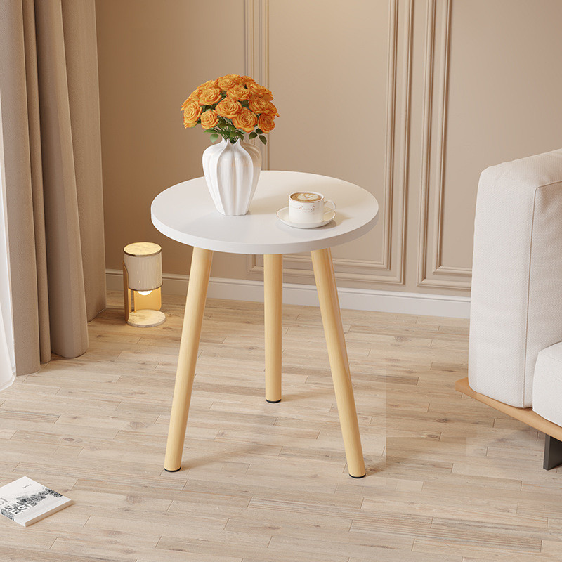 Журнальний столик у скандинавському стилі круглий, 48,5*60 см, ДВП. Білий, фото 1