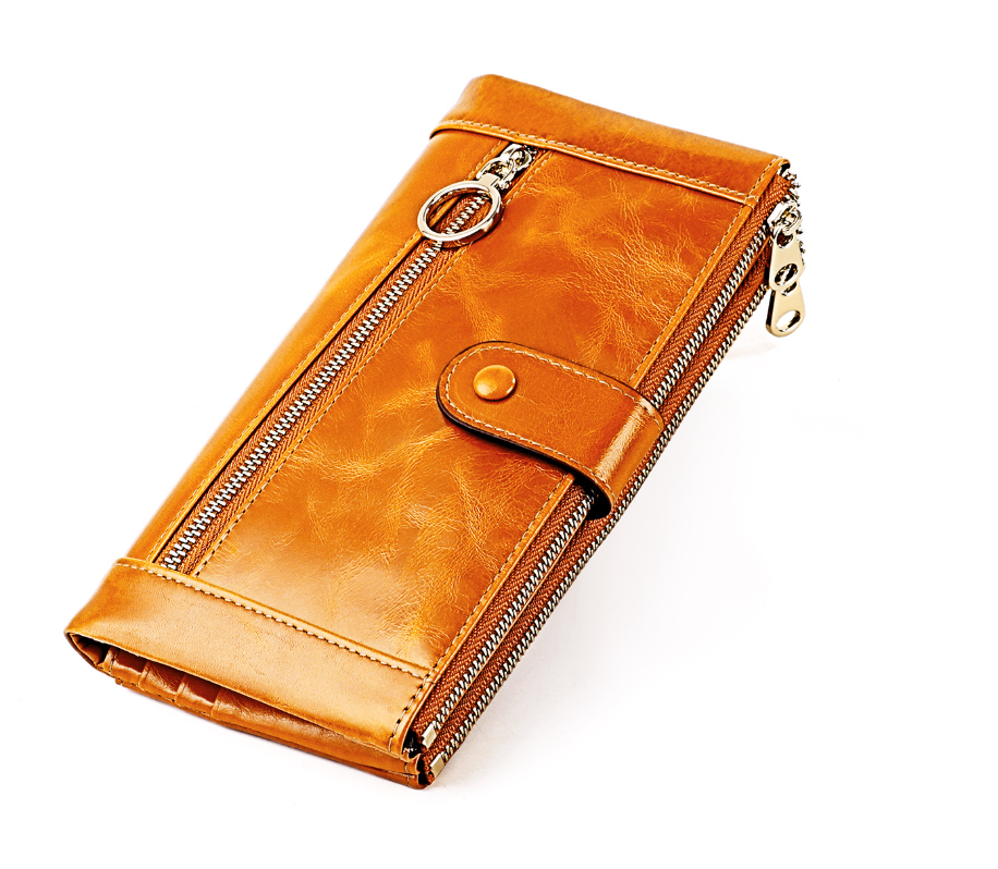 Шкіряний великий гаманець 2 відділення на блискавці 3505-А03-КТ-10260 Коричневий, фото 1