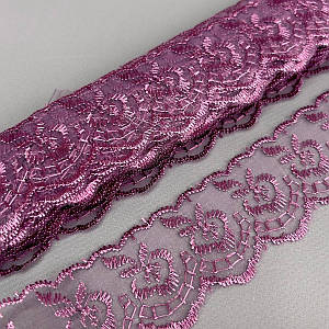 (9 метрів) Мереживо "Яблуко" органза (ширина 4 см) амарант