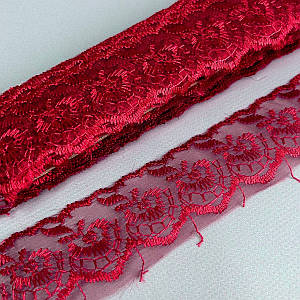 (9 метрів) Мереживо "Яблуко" Органза (ширина 4 см) Бордо