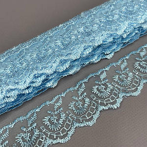 (9 метрів) Мереживо "Яблуко" Органза (ширина 4 см) Блакитний світлий