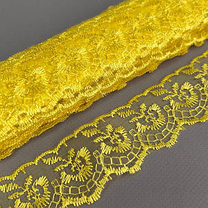 (9 метрів) Мереживо "Яблуко" Органза (ширина 4 см) жовтий яскравий