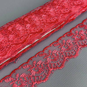 (9 метрів) Мереживо "Яблуко" Organza (ширина 4см) Кораловий