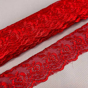 (9 метрів) Мереживо "Яблуко" Органза (ширина 4 см) Червоний