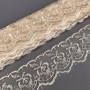 (9 метрів) Мереживо "Яблуко" Органза (ширина 4см) кремовий