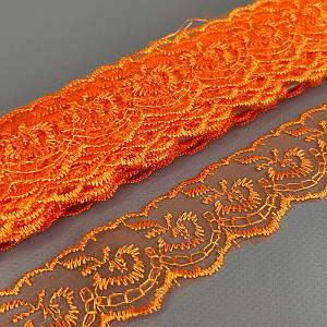 (9 метрів) Мереживо "Яблуко" органза (ширина 4см) помаранчевий