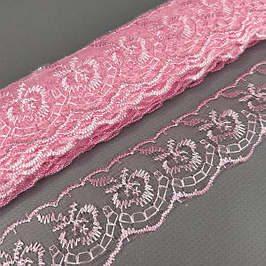 (9 метрів) Мереживо "Яблуко" органза (ширина 4 см) рожевий