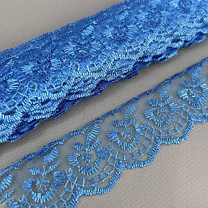 (9 метрів) Мереживо "Яблуко" органза (ширина 4 см) синй джинс