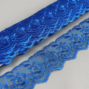 (9 метрів) Мереживо "Яблуко" Organza (ширина 4см) Синій електрик