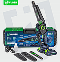 Акумуляторна пила ланцюгова + 2 акумулятори 2А·год 20В + 2 шини Wuber (Польща), фото 4