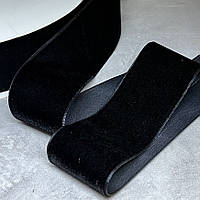 Велюр стрічка 4 см, колір чорний, арт 017932, 1 метр, Чорний