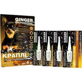 Краплі на холку Ginger Professional від блох, кліщів для собак та цуценят 0-4 кг 0,5мл №4