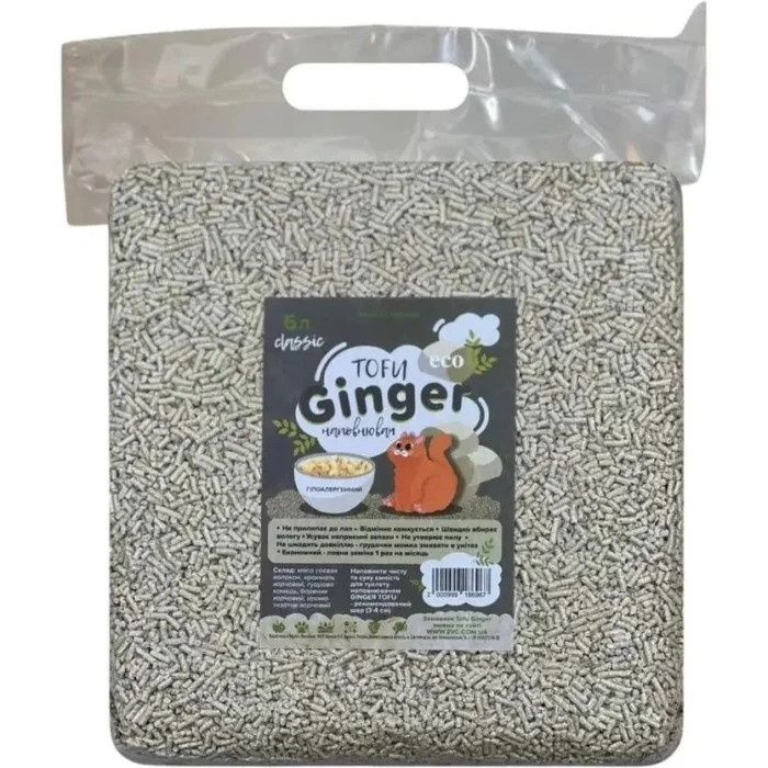 Соєвий наповнювач для туалетів Ginger Tofu Класік, 6л Тофу