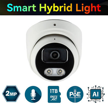 IP-відеокамера 2 Мп SEVEN IP-7212PA-DL white 2,8 мм з розумним подвійним підсвічуванням, фото 1