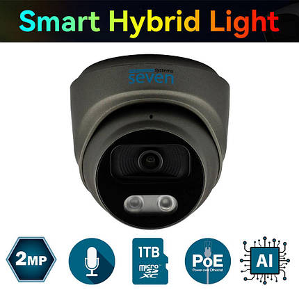 IP-відеокамера 2 Мп SEVEN IP-7212PA-DL black 2,8 мм з розумним подвійним підсвічуванням, фото 1