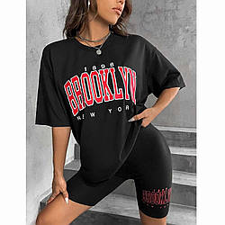 Жіночі велосипедки та футболка оверсайз "Фабричний Китай" Розміри: 42,42,46,48 (29024-1)