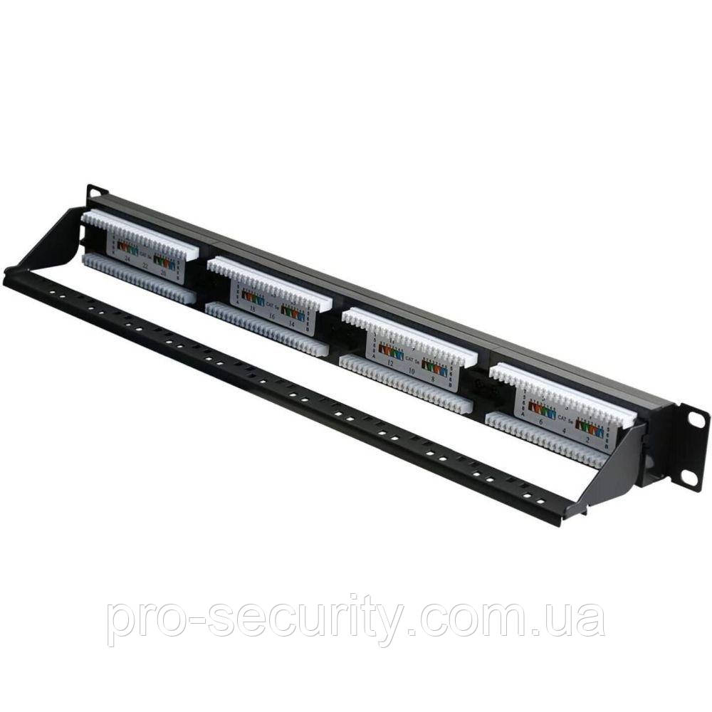 Патч-панель Hypernet 24 порти UTP кат. 6 19" PP-KUTP24-NM-CM з організатором кабелю, фото 1