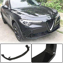 Накладка на передній бампер з натурального карбону для Alfa Romeo Stelvio