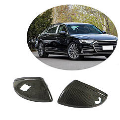 Накладки на дзеркала Стиль (Карбон) для Audi A6 C8 2018- рр. Натуральний карбон