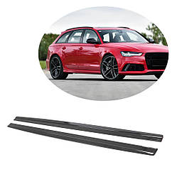 Бічні спідниці для Audi A6 C7 2011-2017 гг. Ahacarbon Натуральный карбон