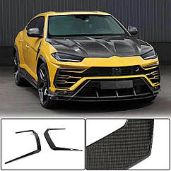 Накладки на передній бампер Flap для Lamborghini Urus Ahacarbon Натуральний карбон (2 шт.)