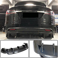 Дифузор заднього бампера Карбон V1 для Tesla Model X Ahacarbon Натуральний карбон