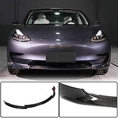 Накладка на передній бампер Lip Карбон V7 для Tesla Model 3 Ahacarbon Натуральний карбон