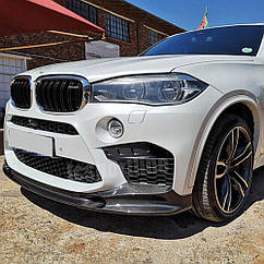 Накладка на передній бампер Карбон V2 Ahacarbon для BMW X6 F-16 2014-2019 Натуральний карбон