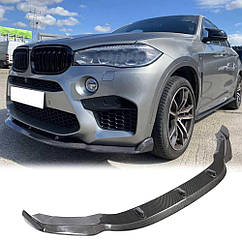 Накладка на передній бампер Карбон V3 Ahacarbon для BMW X6 F-16 2014-2019 Натуральний карбон