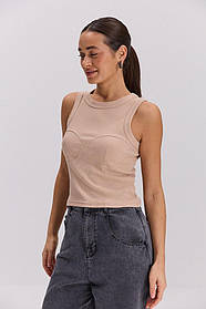 Майка жіноча в рубчик з акцентом на груди