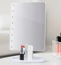 Настільне Дзеркало з підсвіткою Large 16LED Mirror для макіяжу Білий, фото 5