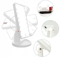 Настільне Дзеркало з підсвіткою Large 16LED Mirror для макіяжу Білий, фото 6