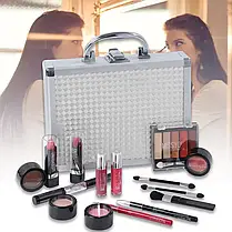 Набір декоративної косметики в алюмінієвому кейсі з дзеркалом Makeup set MC1488 Сріблястий, фото 3