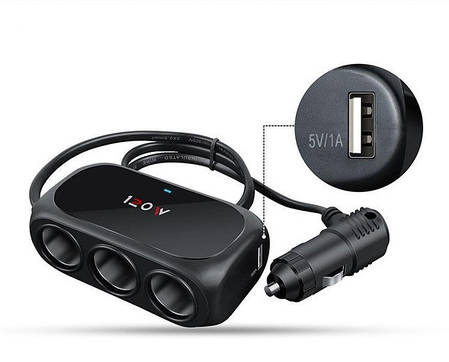 Розгалужувач для прикурювача Xunniu WT-D23 Black, фото 1