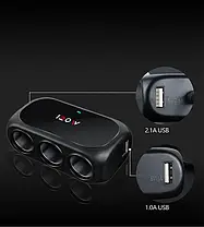 Розгалужувач для прикурювача Xunniu WT-D23 Black, фото 4
