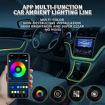 Підсвітка салону Ambient light Rgb, світлодіодна стрічка торпеди USB Bluetooth багатобарвна, фото 5