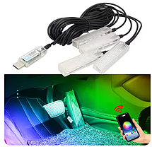 Автомобільна RGB-підсвітка салону з підтримкою програми 4 шт USB, фото 3