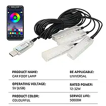 Автомобільна RGB-підсвітка салону з підтримкою програми 4 шт USB, фото 5
