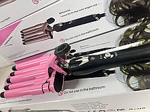 Плойка на п'ять хвиль Hair Curler з керамічним покриттям KR-8832 Рожевий, фото 6