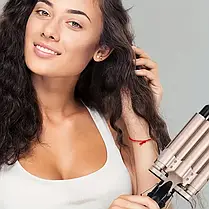 Щипці для Завивки Керамічні на 5 хвиль hair curler KR-8832 Золотистий, фото 4