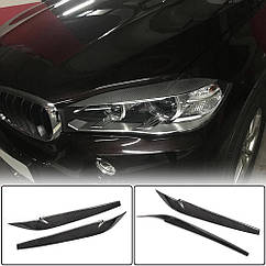 Вії на фари Сухий карбон V2 Ahacarbon для BMW X6 F-16 2014-2019 Натуральний карбон