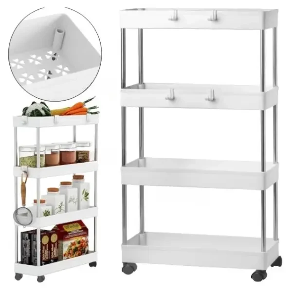 Підлогова полиця-органайзер Bathroom Rack для ванної та кухні, 4 яруси