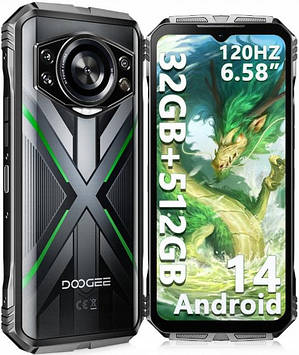 Смартфон Doogee S Cyber ​​PRO Green 12/512GB 10800mAh Helio G100 NFC IP68, IP69 та MIL-STD-810H