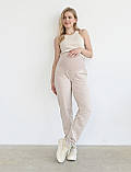 Штани брюки для вагітних спортивні жіночі трикотажні джогери з двунитки Zarina 42 Mumlove бежевий, фото 2
