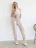 Штани брюки для вагітних спортивні жіночі трикотажні джогери з двунитки Zarina 42 Mumlove бежевий, фото 3