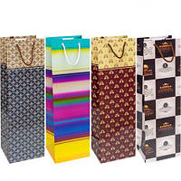 Від 12 шт. Пакет кольоровий "Пляшка" 12х39х9 см 7011 купити дешево оптом в інтернет-магазині