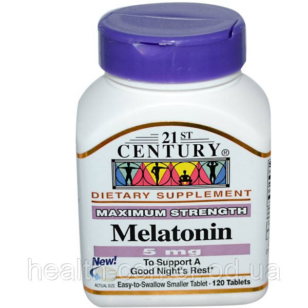 Мелатонін 5 мг 120 таб безпечне снодійне уповільнення старіння регулювання біоритму 21-е століття USA