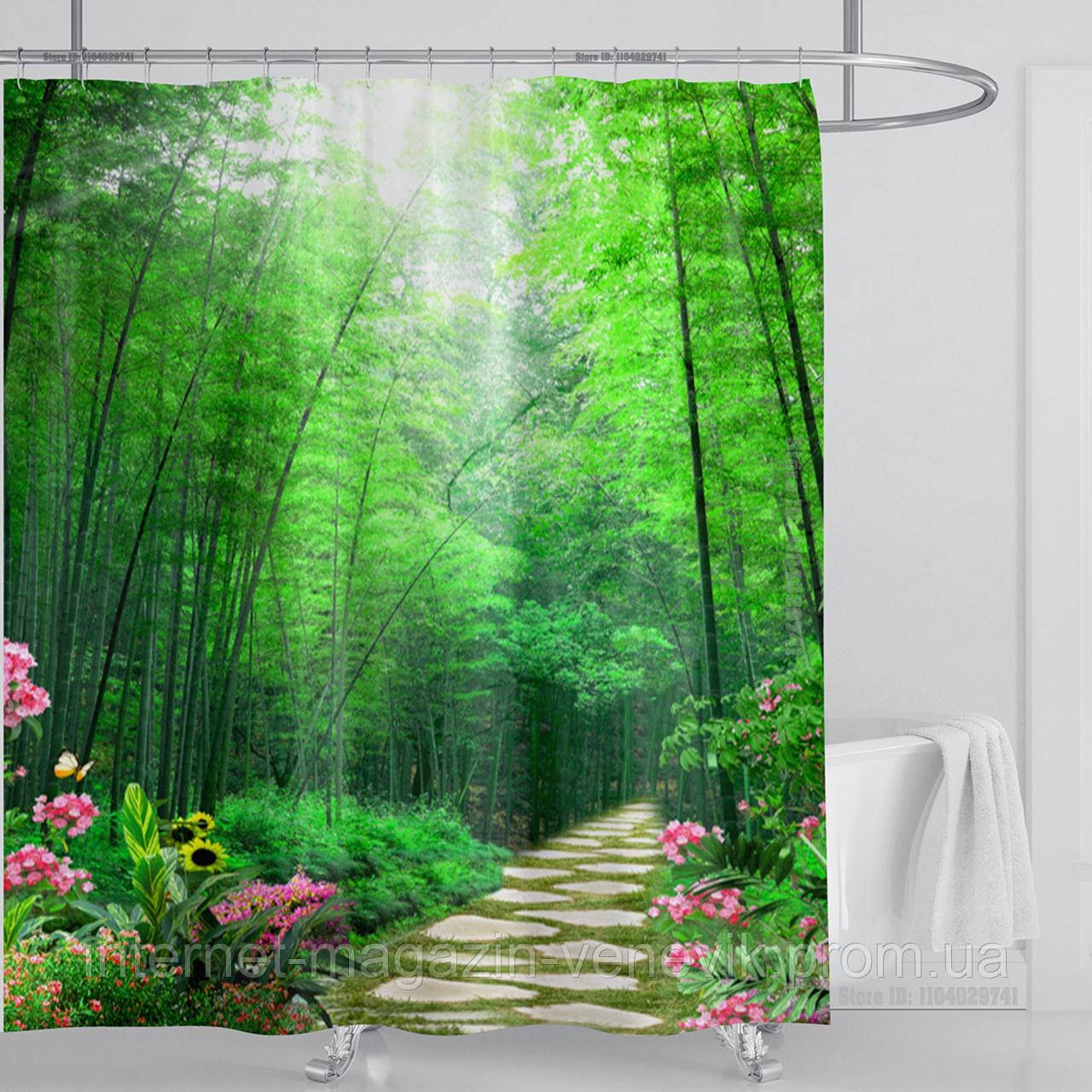 3D Шторка для ванної кімнати 150*180, фото 1