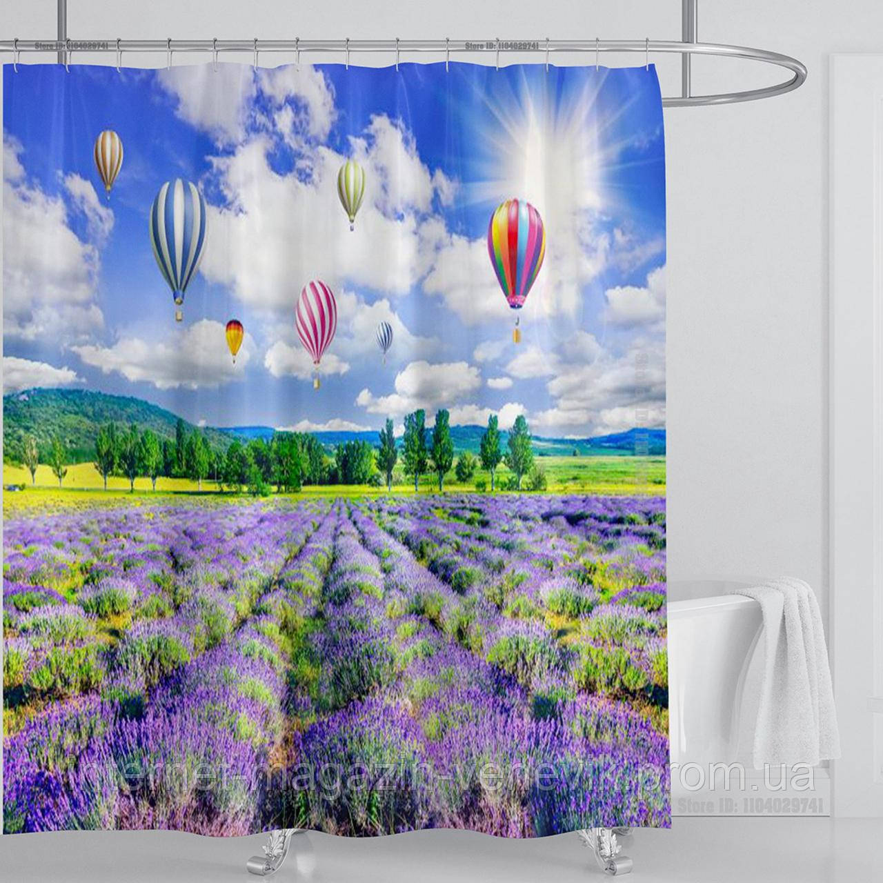 3D Шторка для ванної кімнати 150*180, фото 1