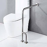 Поручень з подвійною опорою для туалету 900х300х300 мм (правий), з нержавійки, труба 20х1,5 мм, під замовлення, гарантія, фото 4